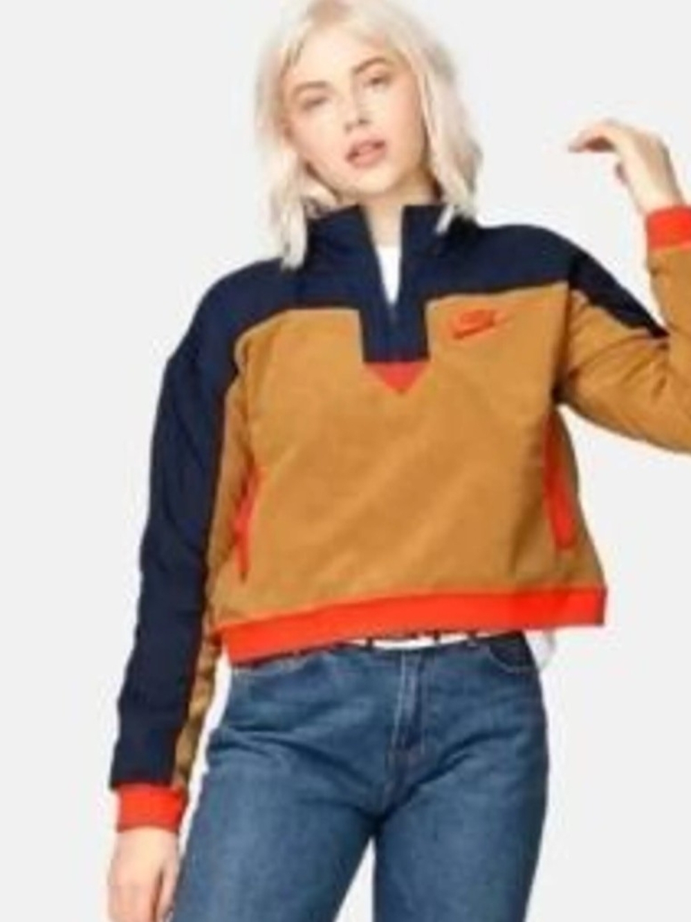 Nike Colorblock Pullover Fleece Cropped Jacket